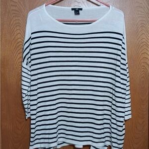 H&M lightweight boatneck sweater white with black stripes Small